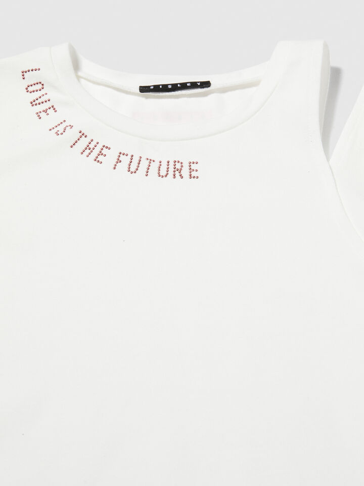 T-shirt with cut out - girls' short sleeve t-shirts - White | Sisley Young image number 3